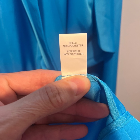 NWT Ramy Brook Rori Jacket satiny jacket kimono wrap cerulean blue, size L - Picture 12 of 14